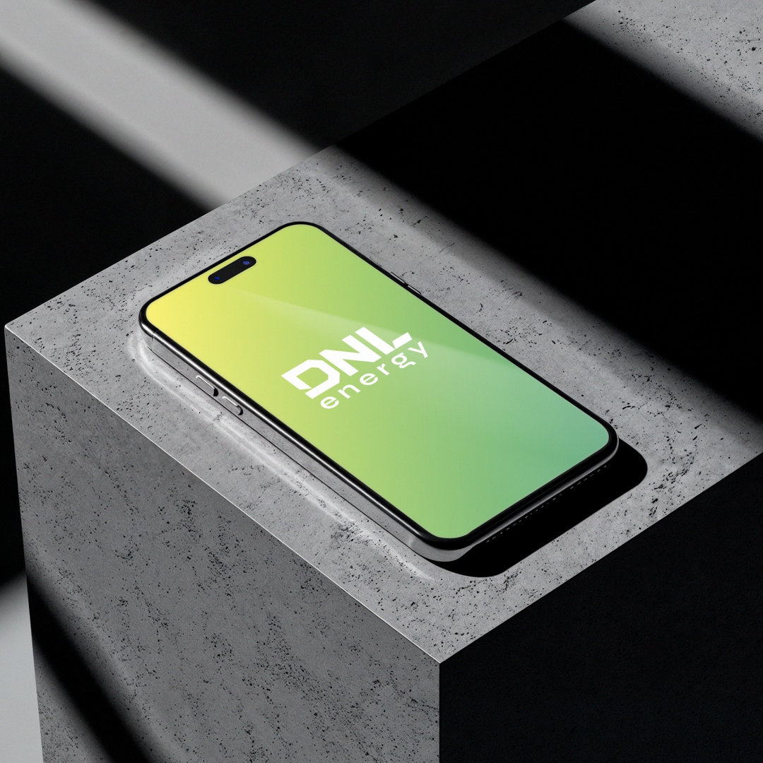 DNL Energy brand identity on a smartphone screen